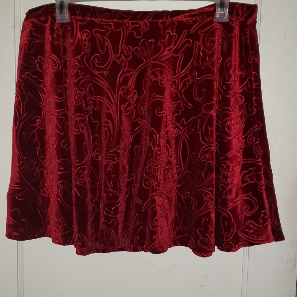 Red velvet skirt